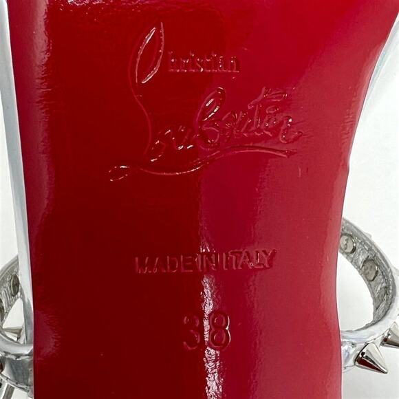 Christian Louboutin Choca Lux 120 Silver Glitter Spike Sandals 38 - Picture 6 of 8